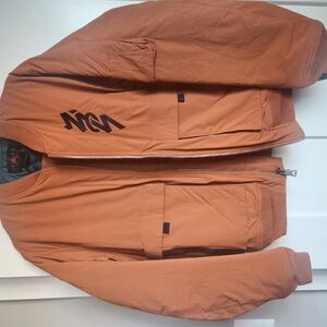 Jordan Tan Bomber Varsity Jacket with Quilted Design